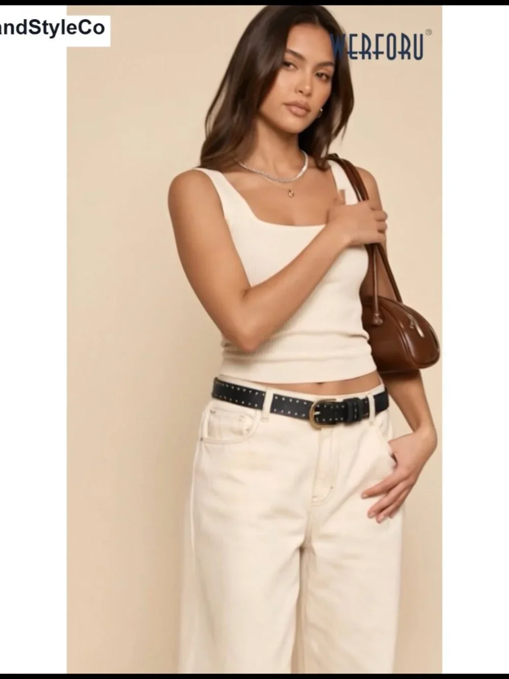 Faux Leather Studded Belt for Women with Silver Buckle